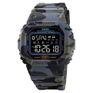 SKMEI - 1629 - Bluetooth Step Count High Quality Sports Watch Pedometer - ArmyGreenCamo image 0