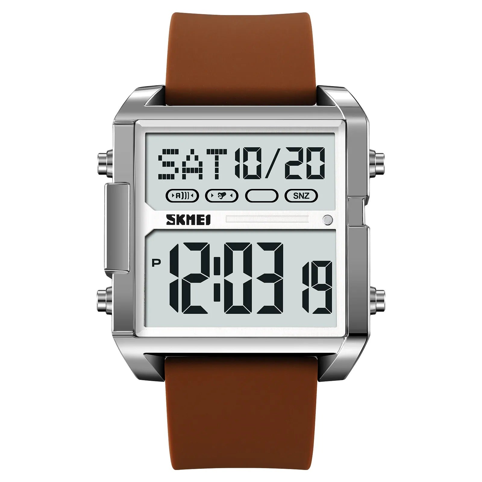 Skmei - 2246 - Modern Square Digital Watch - silver/brown image 0