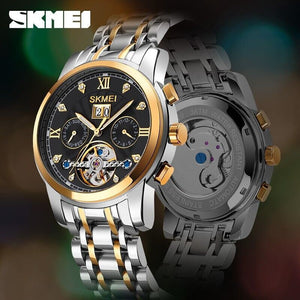 SKMEI - M029 - Automatic Movement Skeleton Watch - gold/silver black image 5