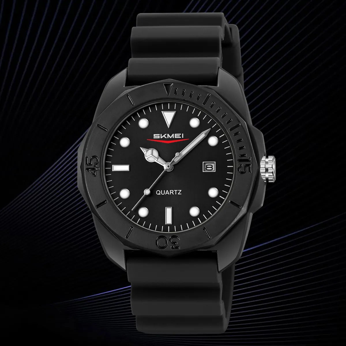 Skmei - 2393 - Quartz Analog Silicone Strap Watch - black/swirl marks image 4
