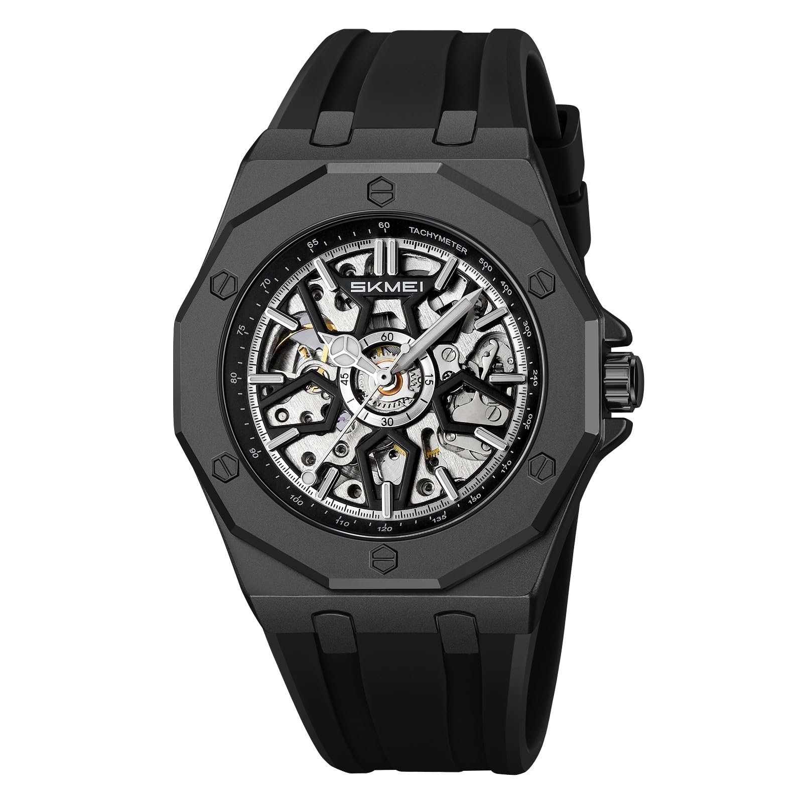 SKMEI - M036 - Automatic Movement Skeleton Dial - black-silica gel image 0
