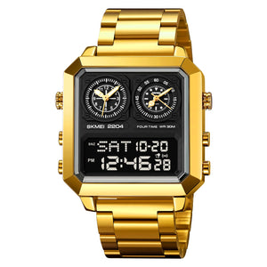 SKMEI - 2204 - Digital Luminous 4 Time Square - gold/black image 0