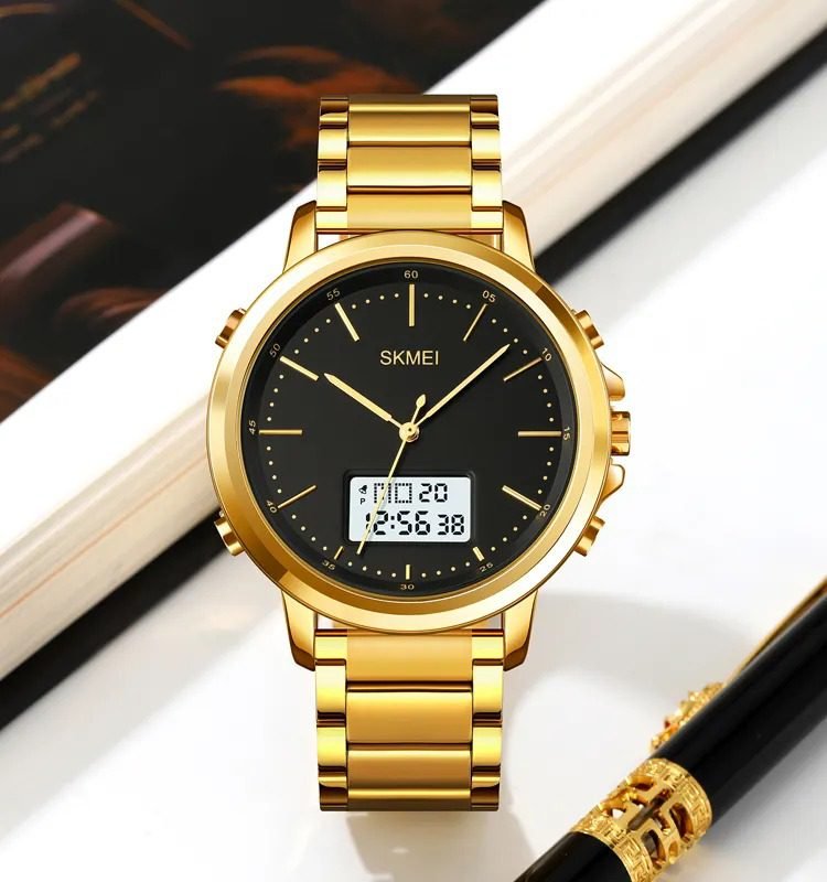 Skmei - 1652 (Chain) - Multifunctional Waterproof - Gold/White-Steel image 0