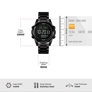 SKMEI - 1667 - Qibla Azan Time Reminder Prayer Watch - Black/black image 4
