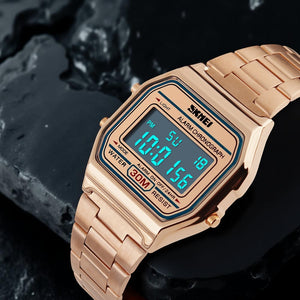 Skmei - 1123 - Digital Stainless Steel Watch - RoseGold image 1