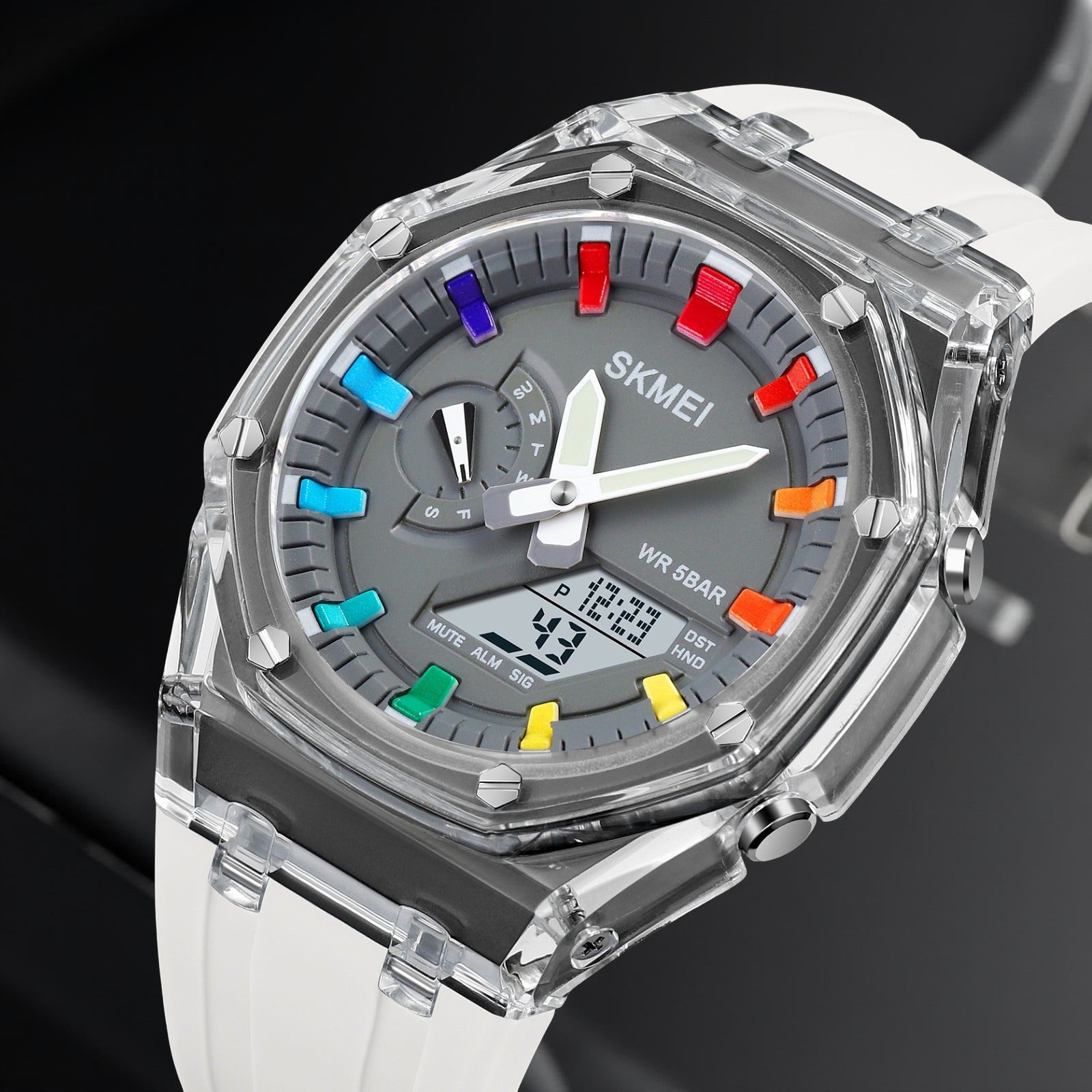 Skmei - 2100 - World Time 50m Waterproof - White/Grey image 1