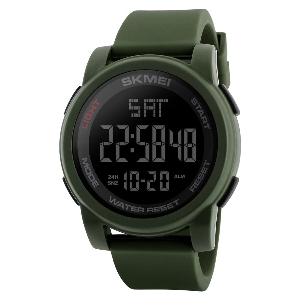 SKMEI - 1257 - Digital Dial Silica Gel Strap Watch for Men - army green image 0