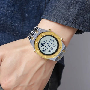 SKMEI - 2043 - Qibla Azan Time Reminder Prayer Watch - silver/gold-white image 2