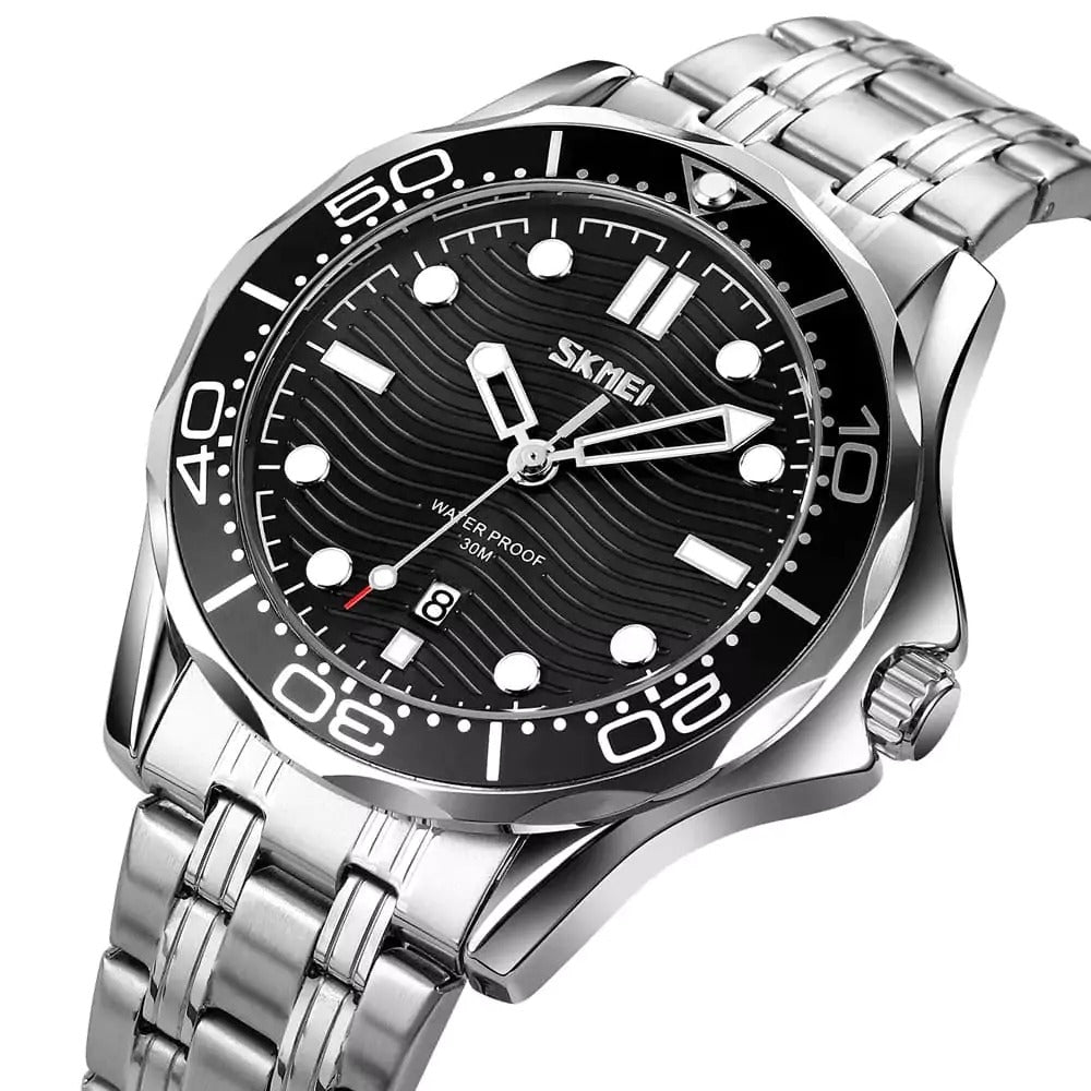 Skmei - 9276 - Quartz Casual Luxury Business Analog Watch - silver/black-steel image 0
