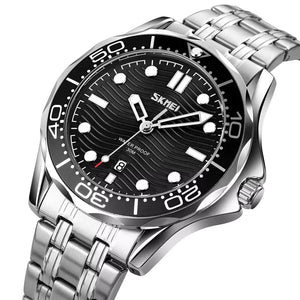 Skmei - 9276 - Quartz Casual Luxury Business Analog Watch - silver/black-steel image 0