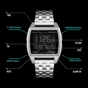SKMEI - 1368 - Digital Electronic Male Clock Military Sports Watch - silver image 1