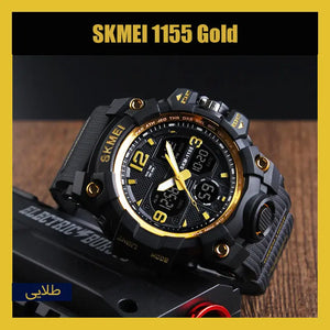Skmei - 1155 - Sports Analog Digital Watch - Gold image 5
