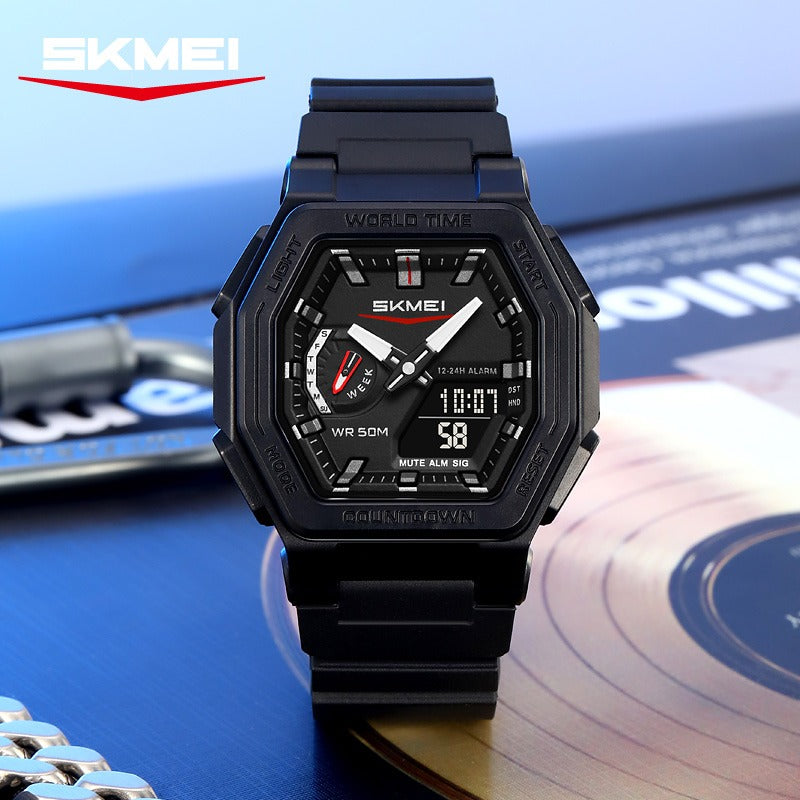 SKMEI - 2438 - Dual Sports Watch Multiple Time Zone - Black image 2