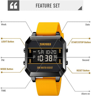 Skmei - 1848 - Digital Waterproof LED Luminous - Yellow image 6