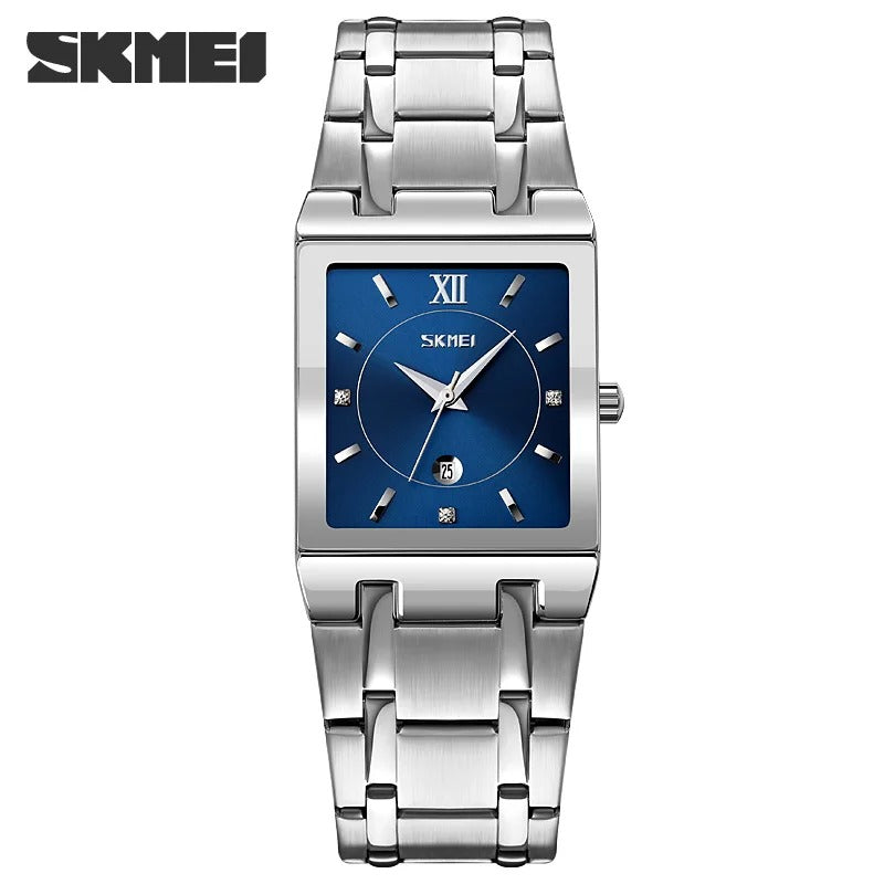 SKMEI 9263 Square Analog Quartz Watch - silver/blue image 0