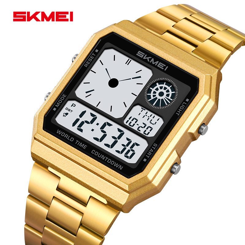 Skmei - 2353 - Digital World Electronic Watch - Gold image 0