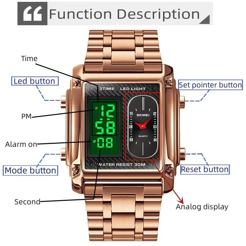 Skmei - 1868 (Chain) - Digital LED Luminous Waterproof - Rosegold-steel image 3