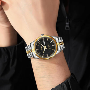 SKMEI - 9268 - Quartz Stainless Steel Luxury Analog Watch - silver/gold-black image 2