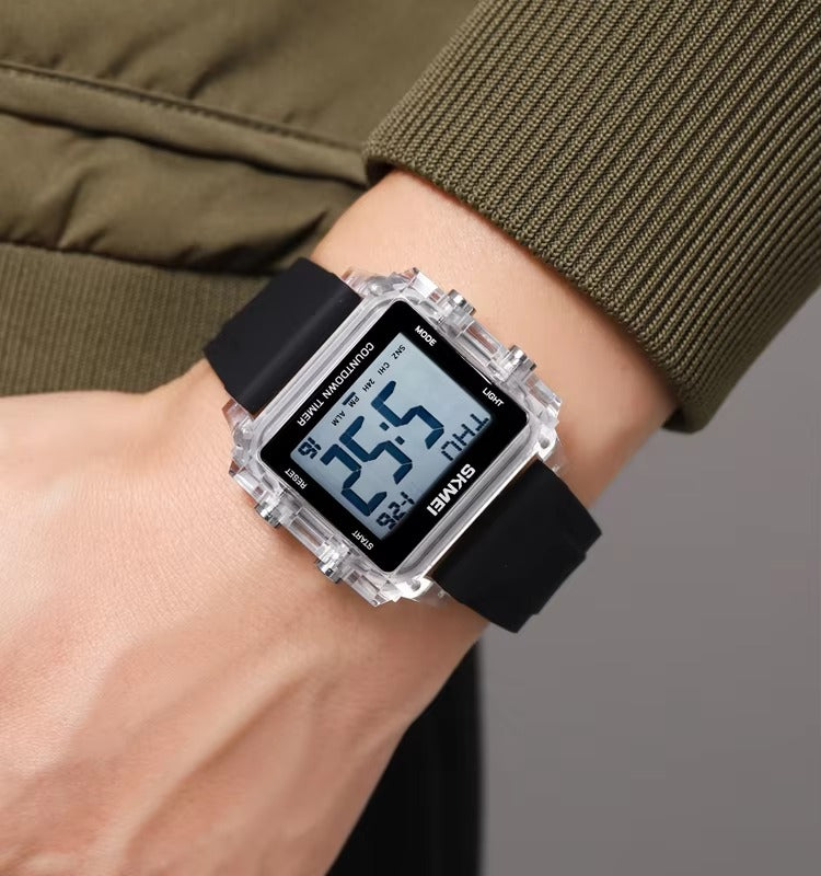 Skmei - 2320 - Digital Countdown Sports Watch - White/Transparent-Black image 3