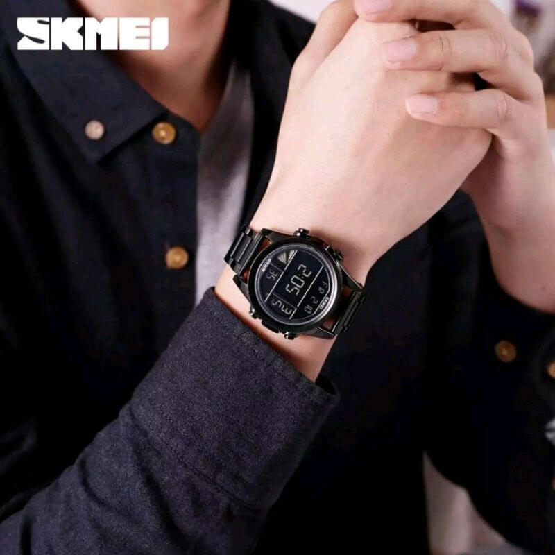SKMEI - 1448 - Digital Sports Stainless Steel Waterproof Watch - Black image 5
