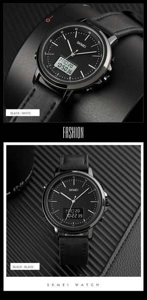 Skmei - 1652 (Strap) - Multifunctional Waterproof - Black/Black-Leather image 4