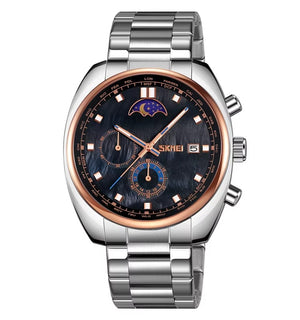 SKMEI - 9325 - Quartz Luxury Moon Phase Chrono Watch - RoseGold/Black image 1