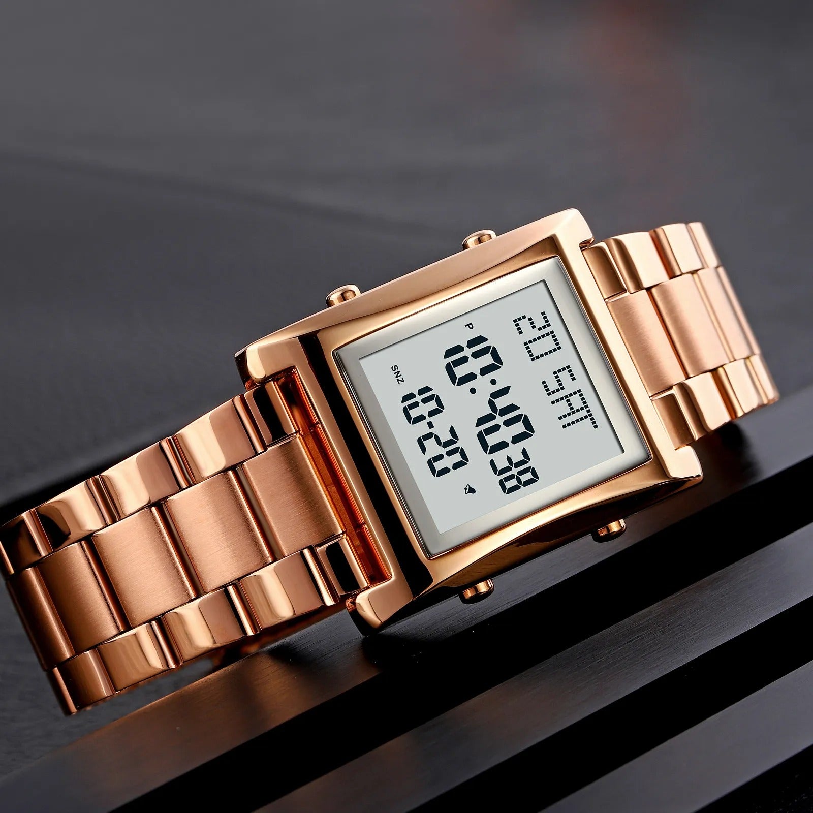 SKMEI 1812 Compact Square Digital Watch – Rose Gold image 1