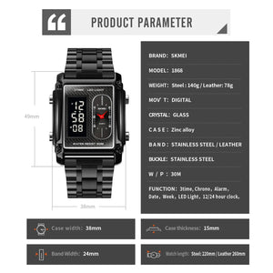 Skmei - 1868 (Chain) - Digital LED Luminous Waterproof - Black-Steel image 6