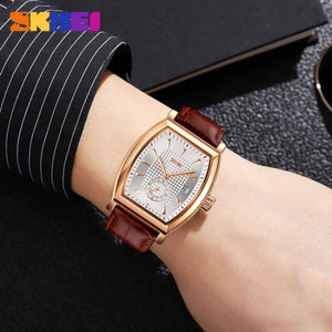 Skmei- 9306 - Leather Strap Quartz Alloy case Downsecond - rose gold/silver image 2