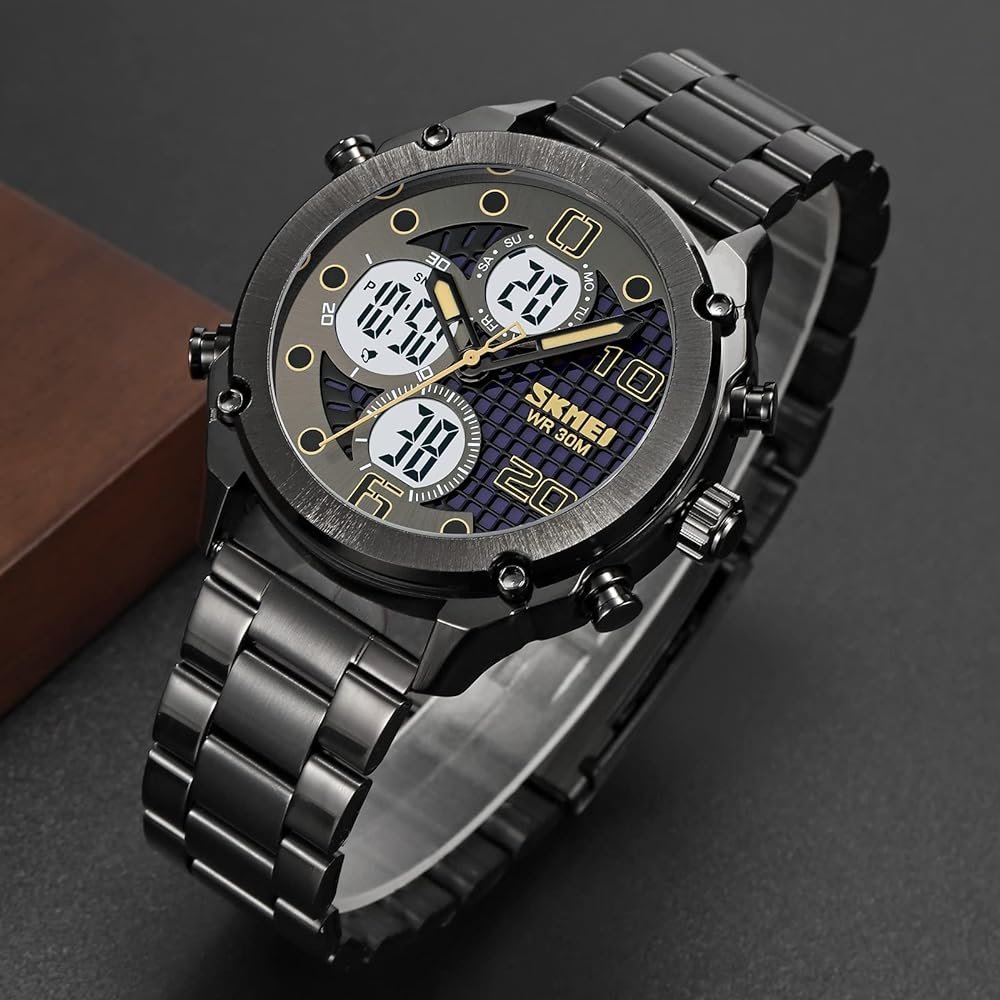 Skmei - 1975(chain)- 30m Waterproof Mutifunctional - Black/Black image 2