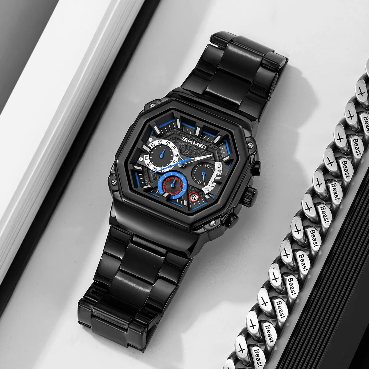 Skmei - 9359 - Quartz Chronograph Heavy-Duty Metal Build - blue image 1