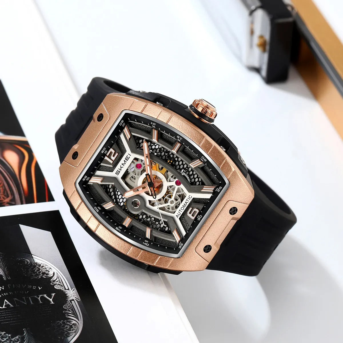 SKMEI - M033 - Phantom Automatic Skeleton Watch - rose gold image 4