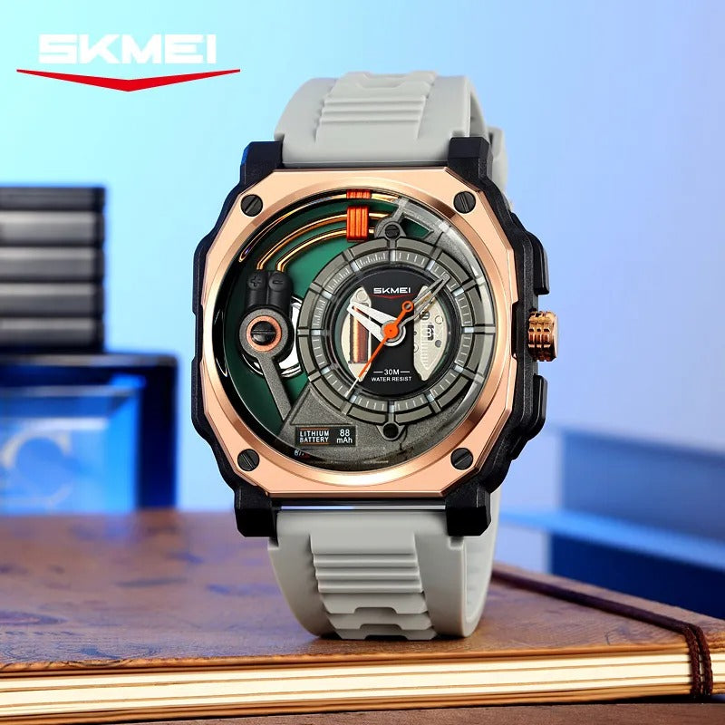 SKMEI - 2533 - Luxurious Creative Gentleman Business Boutique Dial Quartz Watch - rose gold/grey image 1