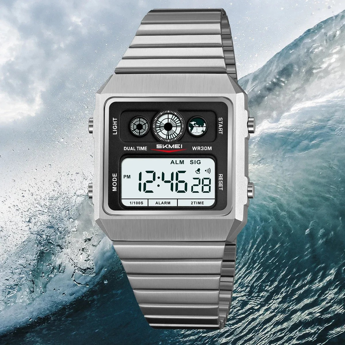 SKMEI 2450 - Classic Retro Digital Watch - Silver image 1