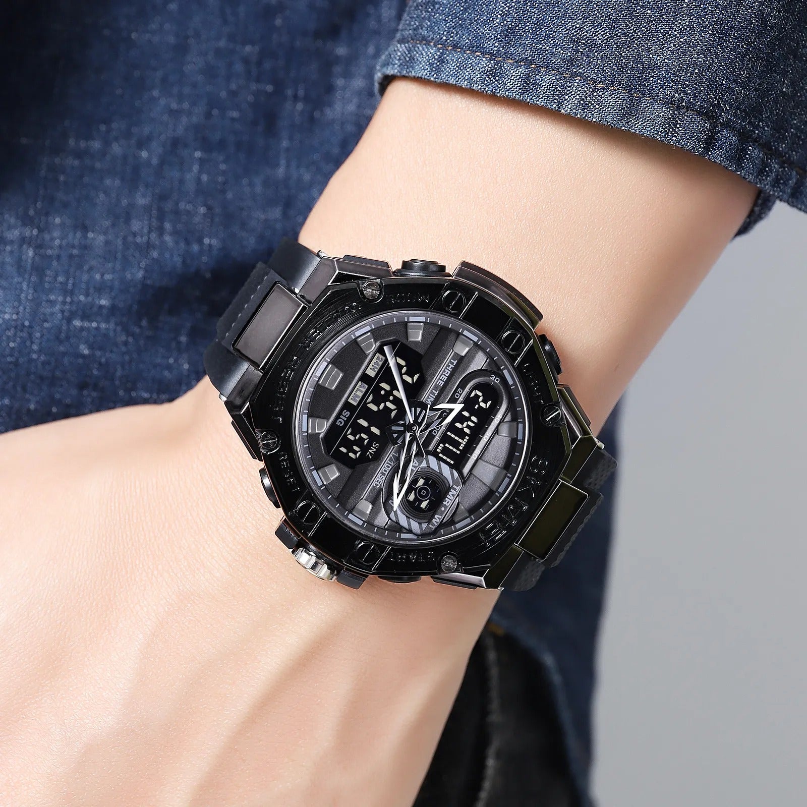 Skmei - 2221 - Tactical Force Dual Display Watch - Black image 2