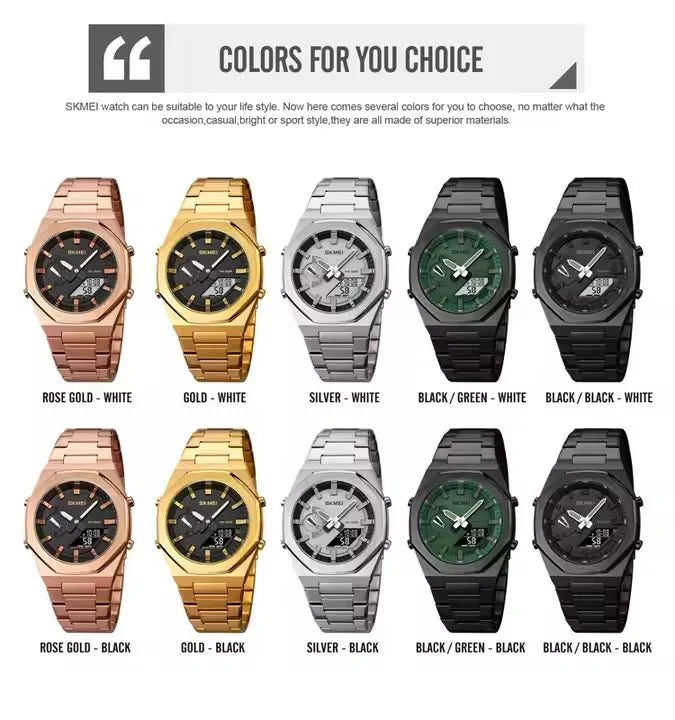 Skmei - 1816 - Dual Display luminous waterproofs 50+ timezone - Silver/Black image 6
