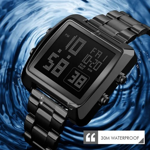Skmei - 1369 - Digital Luxury Gents Stainless Steel Watch - Black image 1