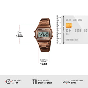 Skmei - 1123 - Digital Stainless Steel Watch - Coffee/Gold image 4