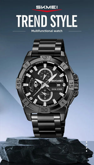 SKMEI - 2399 - Analog Multifunction Watch for Men with Stopwatch - Black image 3