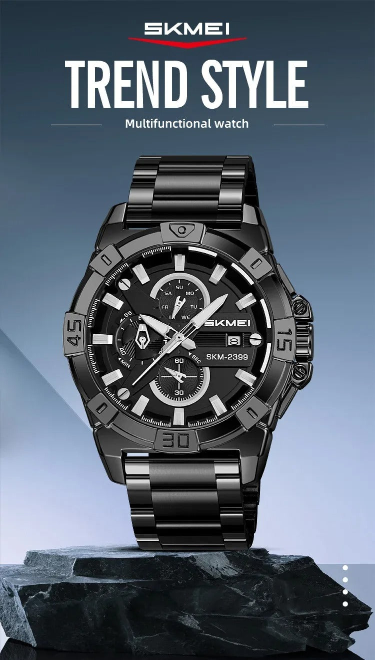 SKMEI - 2399 - Analog Multifunction Watch for Men with Stopwatch - Black image 3