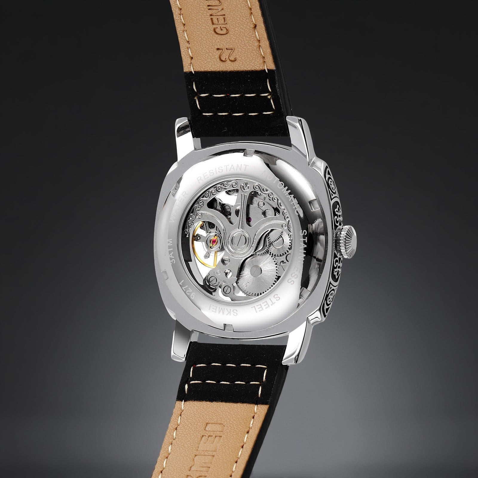 SKMEI - 9271 - Premium Automatic Skeleton Watch - black image 3