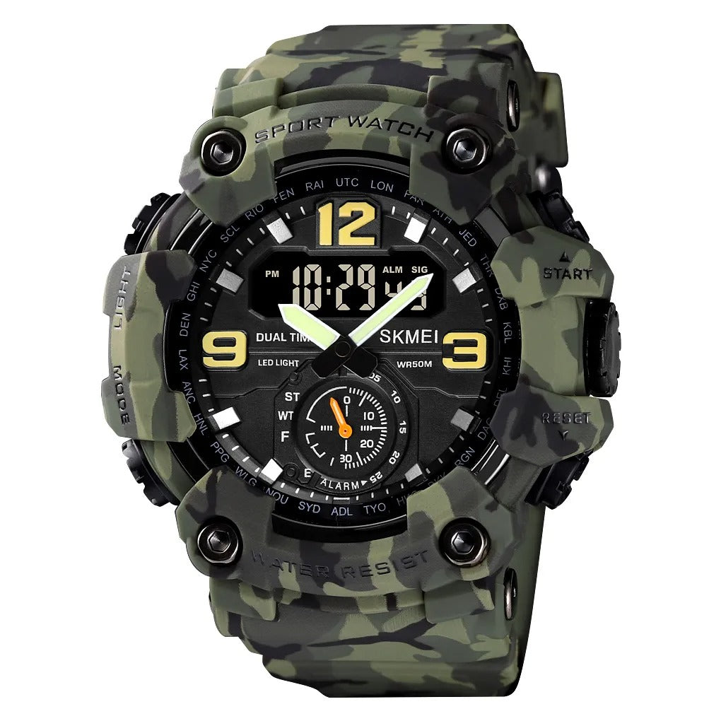 Skmei - 1637 - Warrior Dual Display Watch - Army Green Camo image 0