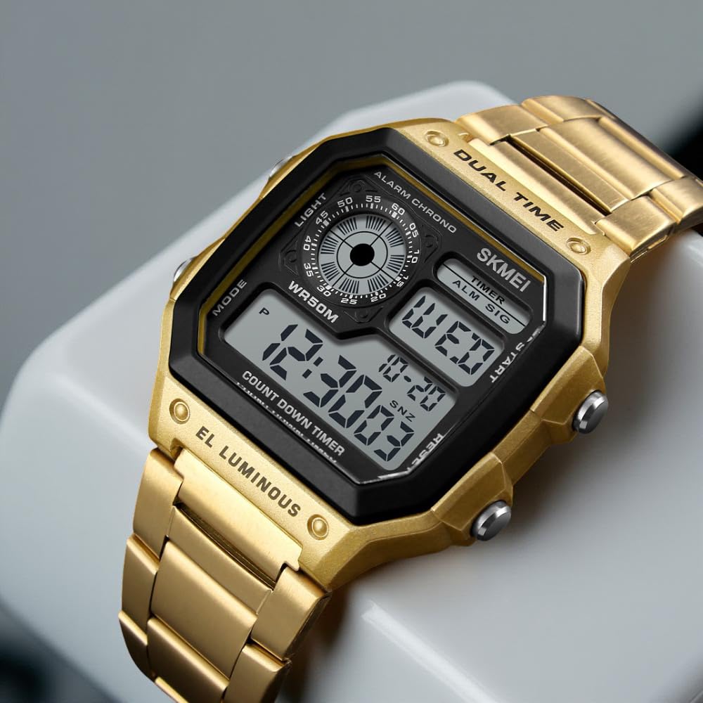 Skmei - 1335 - Digital Sports Countdown Waterproof Watch - Gold image 2