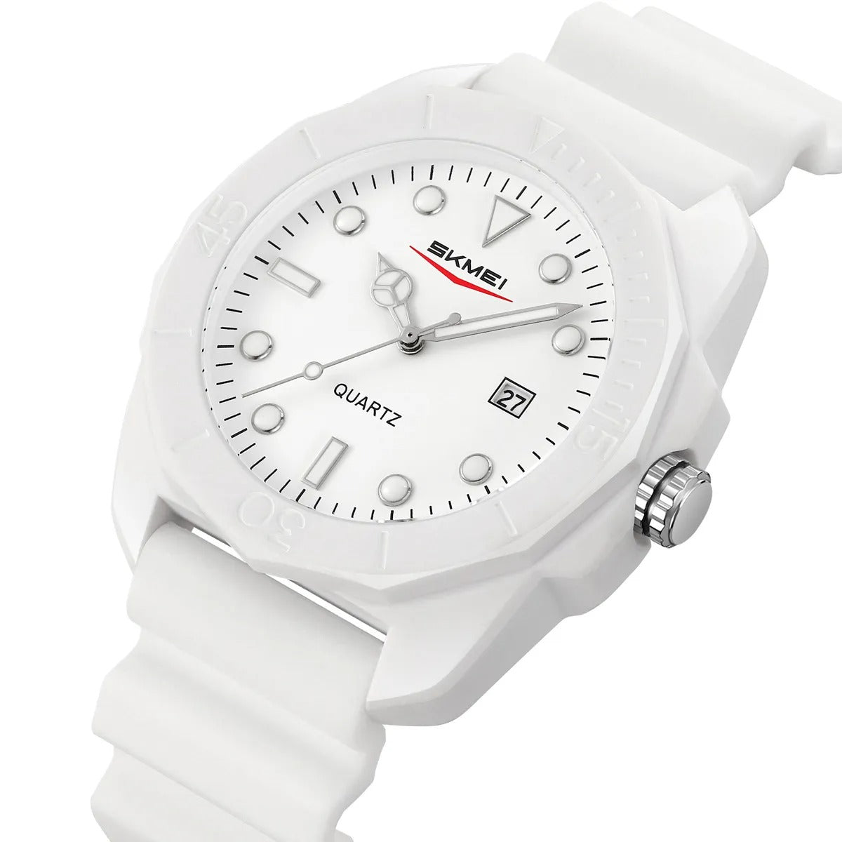 Skmei - 2393 - Quartz Analog Silicone Strap Watch - white/white image 1