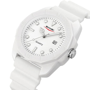 Skmei - 2393 - Quartz Analog Silicone Strap Watch - white/white image 1