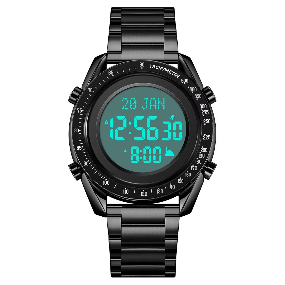 SKMEI - 2143 - Qibla Azan Time Reminder Prayer Watch - black/black image 2