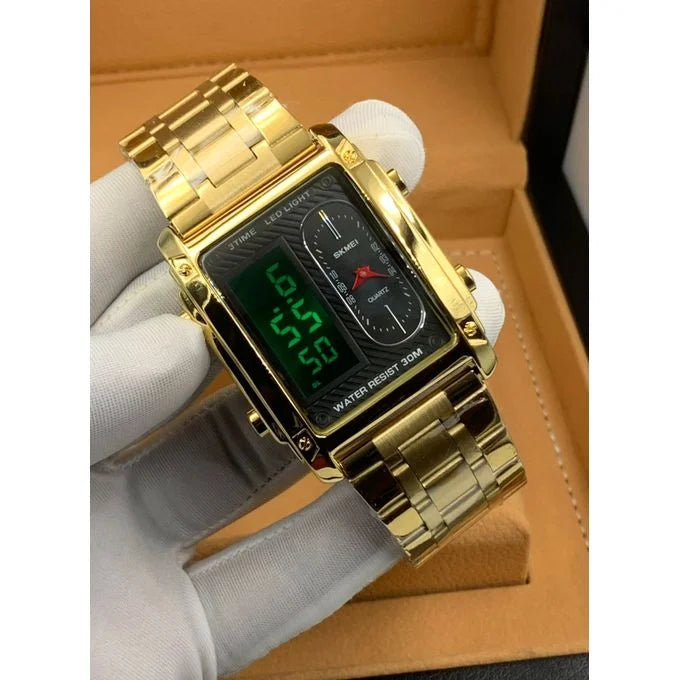 Skmei - 1868 (Chain) - Digital LED Luminous Waterproof - Golden-Steel image 2