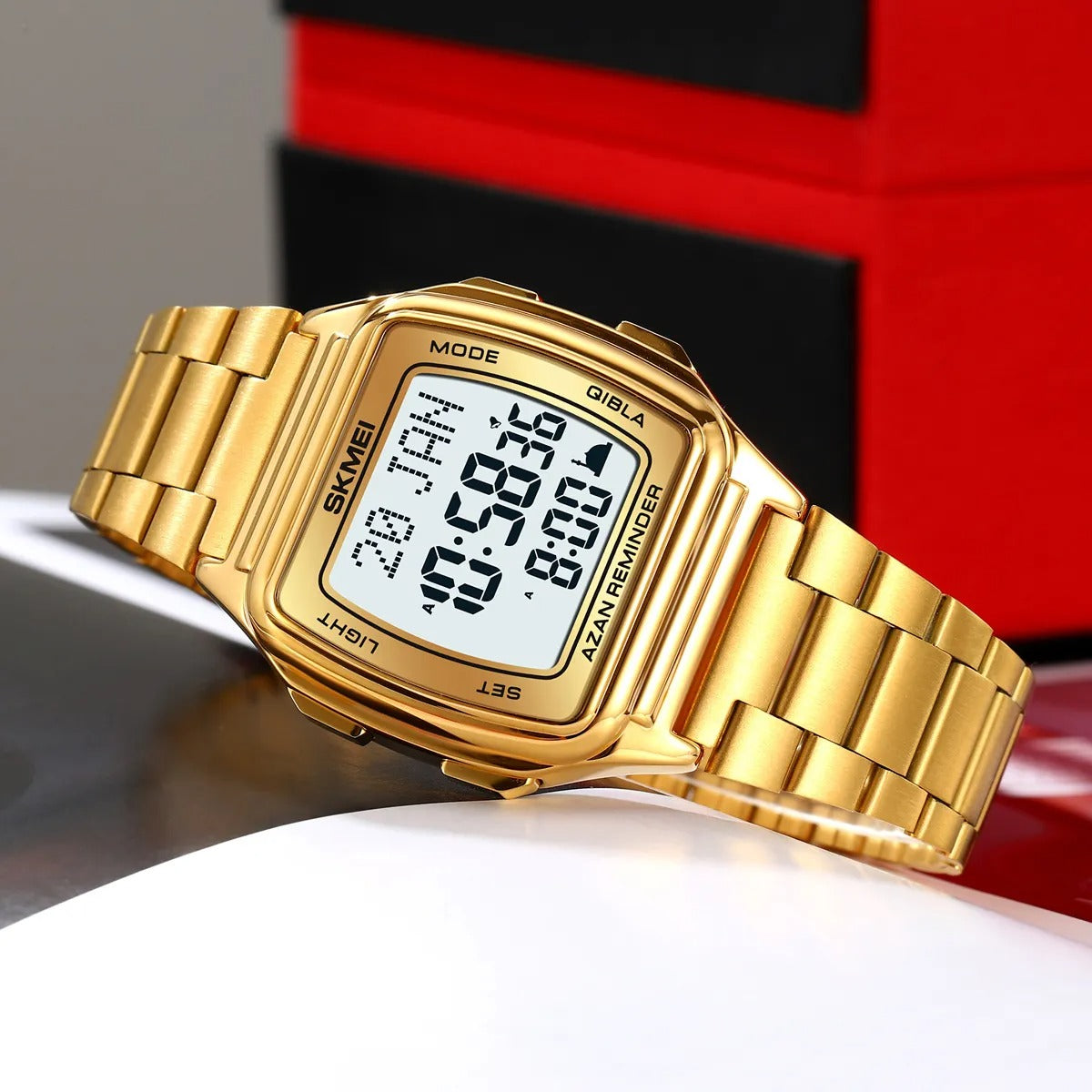 SKMEI - 2240 - Qibla Azan Time Reminder Prayer Watch - gold image 3