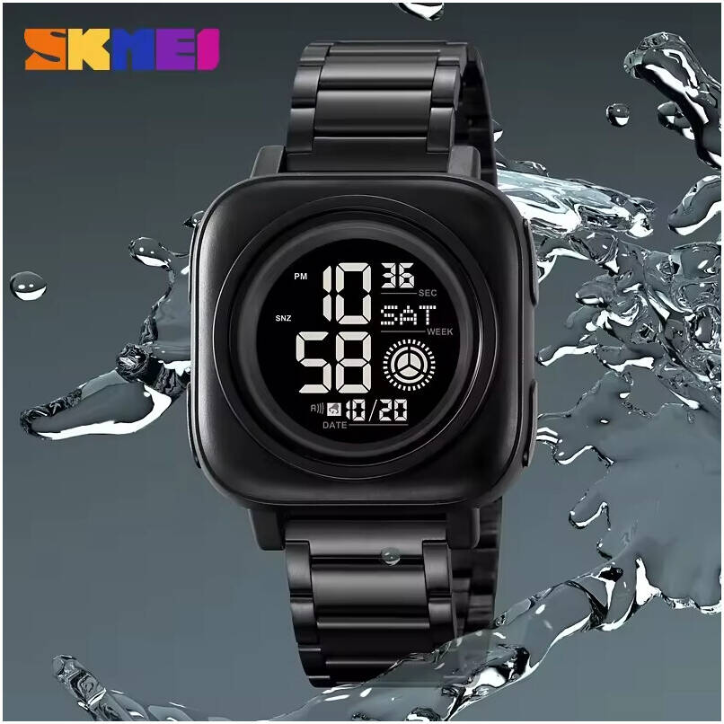 SKMEI 2131 Square Dial Digital Dual Time Watch - black image 1