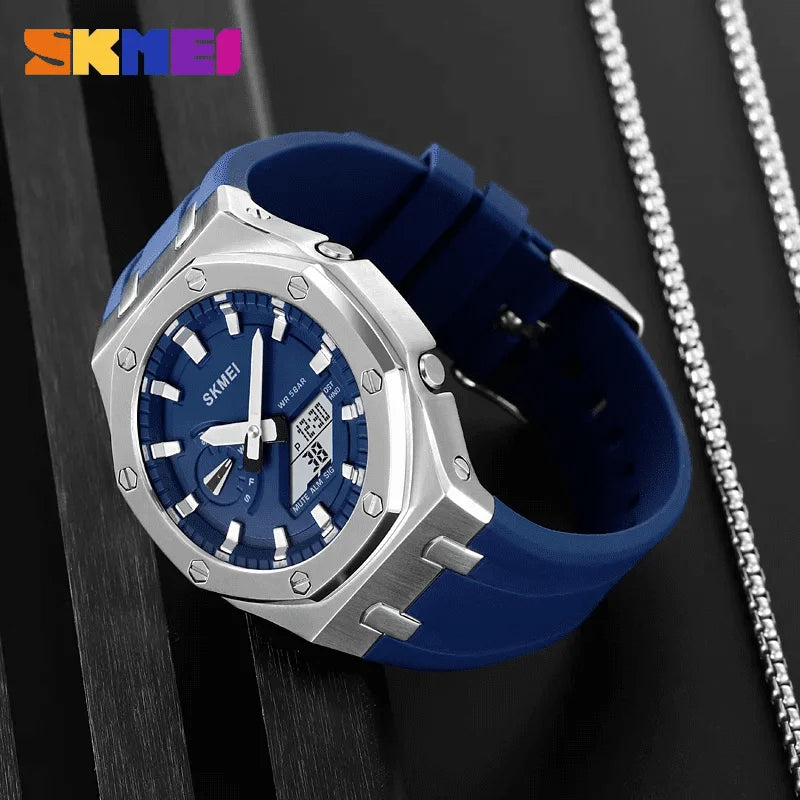 Skmei - 2243 - World time 50 Timezone- Silver/DarkBlue image 4